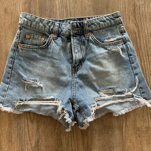 High rise denim shorts